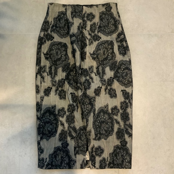 Plein Sud Indie Grunge Floral  Mesh Sharp Pencil Skirt Vamp Chic Black Gray FR38 - Picture 3 of 13